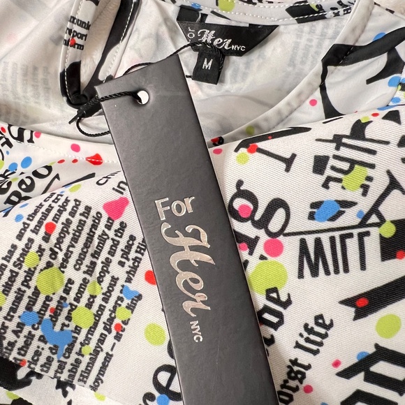 #A019 – For Her NYC Multi-Print Ruffle Shoulder Dopamine Blouse –  M (NWT) - Picture 5 of 11